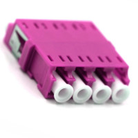 LC/UPC Adapter 4 Fiber Quad Violet OM4 Multimode Short Flange