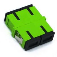 SC/UPC Adapter Duplex Lime Green OM5 Multimode Short Flange
