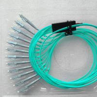 12 Fiber LC/UPC Ribbon Fanout Pigtails OM4 50/125 Multimode