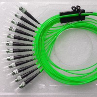 12 Fiber ST/UPC Ribbon Fanout Pigtails OM5 50/125 Multimode