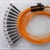 12 Fiber ST/UPC Ribbon Fanout Pigtails OM2 50/125 Multimode