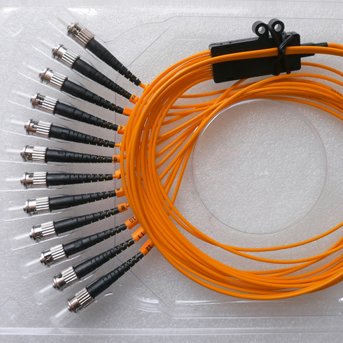 12 Fiber ST/UPC Ribbon Fanout Pigtails OM1 62.5/125 Multimode
