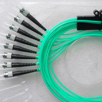 8 Fiber ST/UPC Ribbon Fanout Pigtails OM3 50/125 Multimode