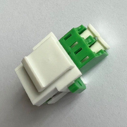 White Keystone Insert LC/APC Duplex Adapter Green 9/125 Singlemode