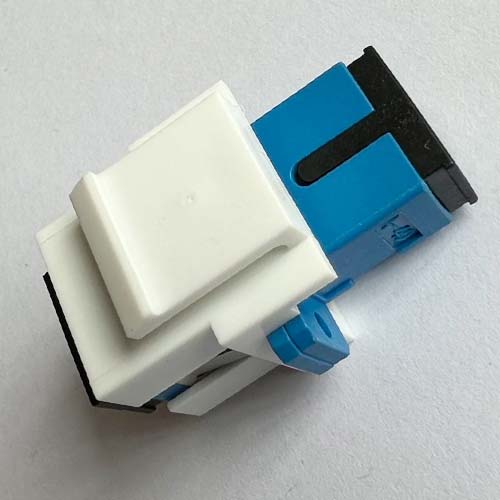 White Keystone Insert SC/UPC Simplex Adapter Blue 9/125 Singlemode