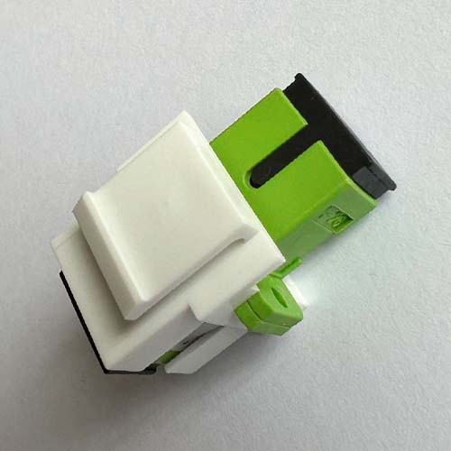 White Keystone Insert SC/UPC Simplex Adapter Lime Green OM5 Multimode