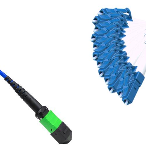 Armored 12 Fiber MPO/APC to LC/UPC Fanout Cable OS2 9/125 Singlemode