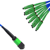 Armored 8 Fiber MPO/APC to MU/APC Fanout Cable OS2 9/125 Singlemode