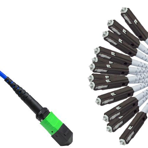 Armored 12 Fiber MPO/APC to MU/UPC Fanout Cable OS2 9/125 Singlemode