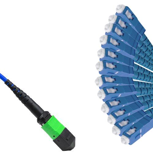 Armored 12 Fiber MPO/APC to SC/UPC Fanout Cable OS2 9/125 Singlemode