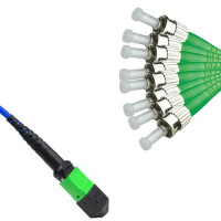 Armored 8 Fiber MPO/APC to ST/APC Fanout Cable OS2 9/125 Singlemode