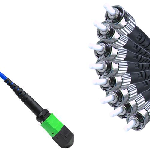 Armored 8 Fiber MPO/APC to ST/UPC Fanout Cable OS2 9/125 Singlemode