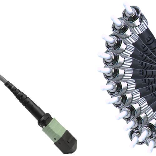 Armored 12 Fiber MPO/UPC to ST/UPC Fanout Cable OM1 62.5/125 Multimode