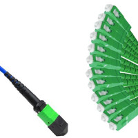 Armored 12 Fiber MTP/APC to SC/APC Fanout Cable OS2 9/125 Singlemode