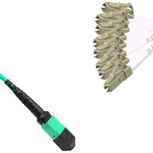 Armored 8 Fiber MTP/UPC to LC/UPC Fanout Cable OM4 50/125 Multimode