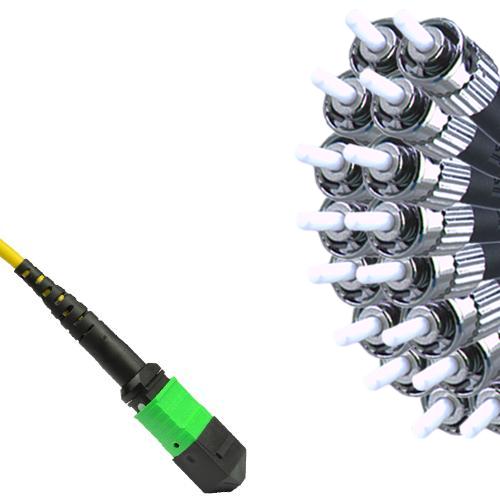 16 Fiber MPO/APC to ST/UPC Fanout Patch Cord OS2 9/125 Singlemode