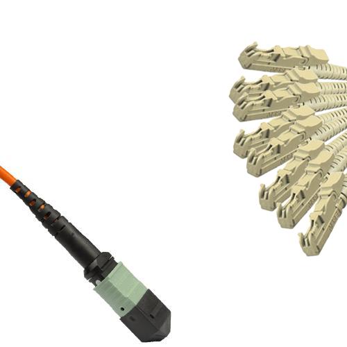 8 Fiber MPO/UPC to E2000/UPC Fanout Patch Cord OM2 50/125 Multimode