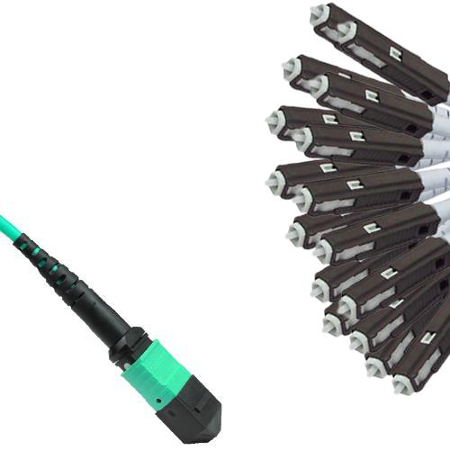 16 Fiber MPO/UPC to MU/UPC Fanout Patch Cord OM3 50/125 Multimode