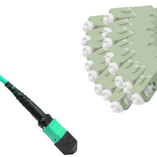 16 Fiber MPO/UPC to SC/UPC Fanout Patch Cord OM4 50/125 Multimode