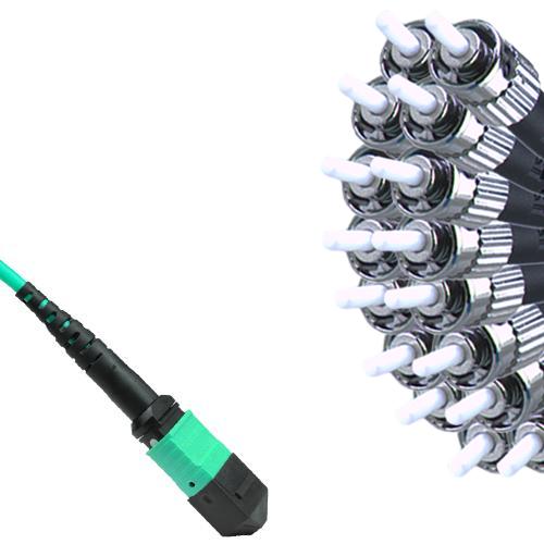 16 Fiber MPO/UPC to ST/UPC Fanout Patch Cord OM3 50/125 Multimode