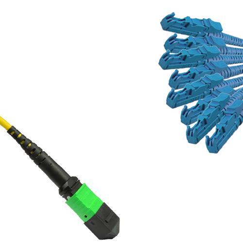 8 Fiber MTP/APC to E2000/UPC Fanout Patch Cord OS2 9/125 Singlemode