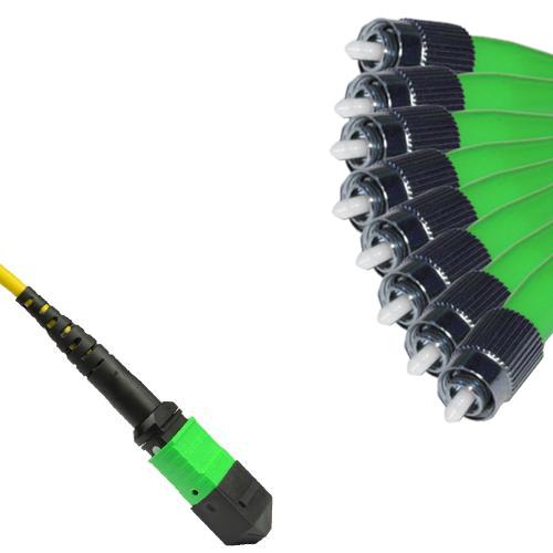 8 Fiber MTP/APC to FC/APC Fanout Patch Cord OS2 9/125 Singlemode