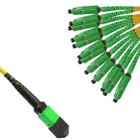 12 Fiber MTP/APC to MU/APC Fanout Patch Cord OS2 9/125 Singlemode