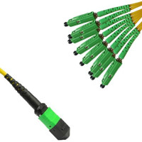 8 Fiber MTP/APC to MU/APC Fanout Patch Cord OS2 9/125 Singlemode