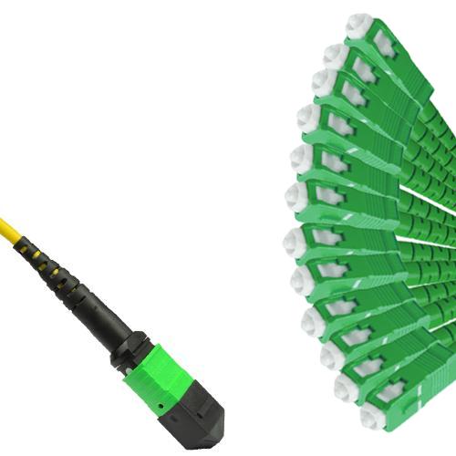 12 Fiber MTP/APC to SC/APC Fanout Patch Cord OS2 9/125 Singlemode