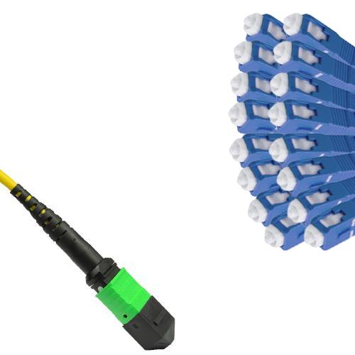 16 Fiber MTP/APC to SC/UPC Fanout Patch Cord OS2 9/125 Singlemode