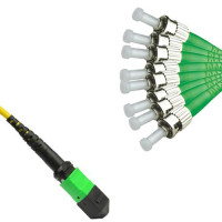 8 Fiber MTP/APC to ST/APC Fanout Patch Cord OS2 9/125 Singlemode