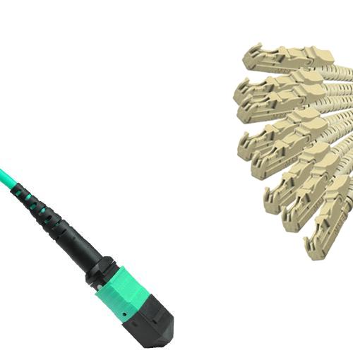 8 Fiber MTP/UPC to E2000/UPC Fanout Patch Cord OM3 50/125 Multimode