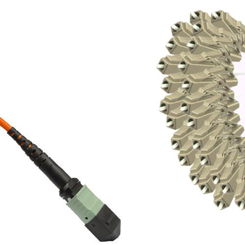 24 Fiber MTP/UPC to LC/UPC Fanout Patch Cord OM1 62.5/125 Multimode
