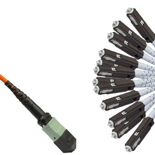 12 Fiber MTP/UPC to MU/UPC Fanout Patch Cord OM1 62.5/125 Multimode