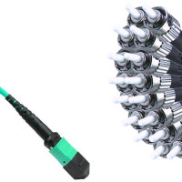 16 Fiber MTP/UPC to ST/UPC Fanout Patch Cord OM4 50/125 Multimode