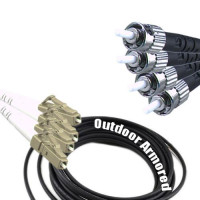 4 Fiber Outdoor Armored Patch Cord LC/UPC-ST/UPC OM1 62.5/125 MMF