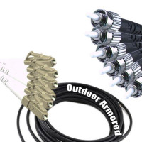 6 Fiber Outdoor Armored Patch Cord LC/UPC-ST/UPC OM1 62.5/125 MMF