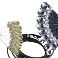 8 Fiber Outdoor Armored Patch Cord LC/UPC-ST/UPC OM2 50/125 Multimode