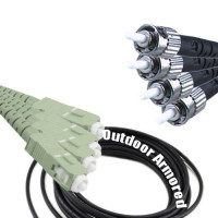 4 Fiber Outdoor Armored Patch Cord SC/UPC-ST/UPC OM1 62.5/125 MMF
