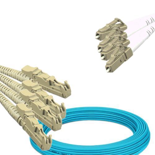 4 Fiber E2000/UPC to LC/UPC Patch Cord OM3 50/125 Multimode