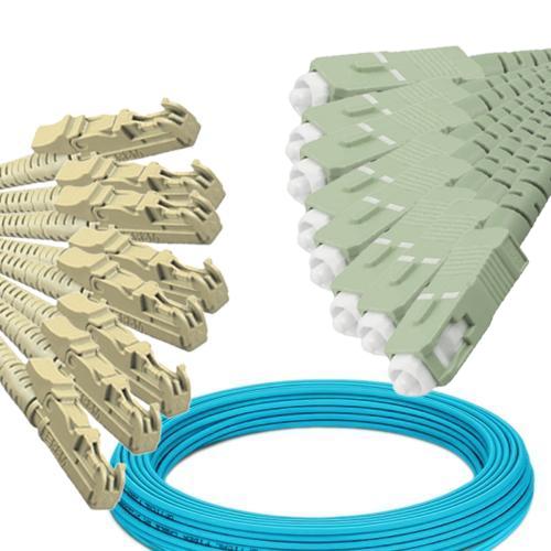 8 Fiber E2000/UPC to SC/UPC Patch Cord OM3 50/125 Multimode