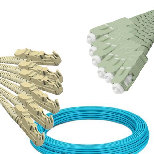 6 Fiber E2000/UPC to SC/UPC Patch Cord OM4 50/125 Multimode
