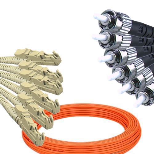 6 Fiber E2000/UPC to ST/UPC Patch Cord OM2 50/125 Multimode