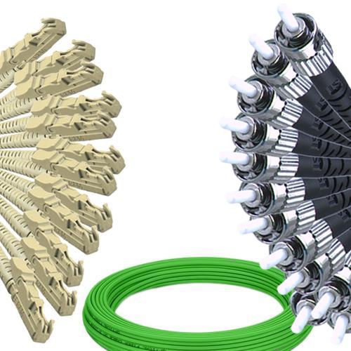 12 Fiber E2000/UPC to ST/UPC Patch Cord OM5 50/125 Multimode