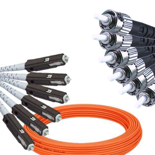 6 Fiber MU/UPC to ST/UPC Patch Cord OM1 62.5/125 Multimode