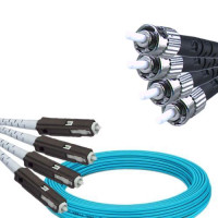 4 Fiber MU/UPC to ST/UPC Patch Cord OM3 50/125 Multimode