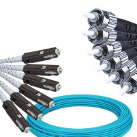6 Fiber MU/UPC to ST/UPC Patch Cord OM3 50/125 Multimode