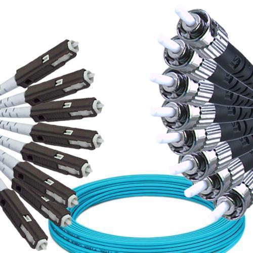 8 Fiber MU/UPC to ST/UPC Patch Cord OM3 50/125 Multimode