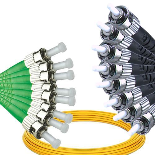 8 Fiber ST/APC to ST/UPC Patch Cord OS2 9/125 Singlemode