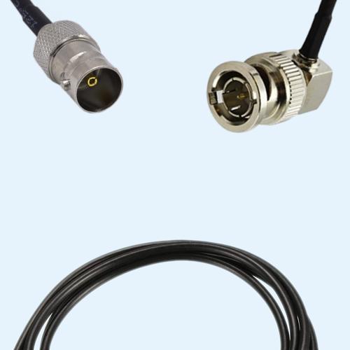 75 Ohm BNC Female to BNC Male Right Angle RG174 RF Cable Assembly